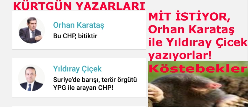 Türkgün'ün Kürt yazarlarıda kendilerini MİT'in kollarına atı verdiler.